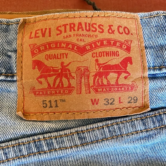 Levi 511 Light Wash Blue Jeans - 32W 29L - Picture 4 of 11